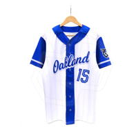 Jersey Baseball Pria Kancing Depan Warna Putih Biru Bahan Polyester Bernapas Ukuran Dewasa Seragam Tim Pakaian Olahraga Atletik Custom
