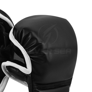 2026 Wholesale <b>SILVER</b> HEAD GUARD 8oz PU MMA Half-Finger <b>Gloves</b> Custom Logo Breathable Comfortable Durable High Quality Boxing - Product Image 3