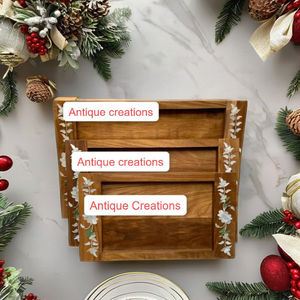 GULF MOTHER OF PEARL HANDICRAFTS WOOD CRAFT SERVING TRAY for EID <b>DECOR</b> <b>HOME</b> <b>DECOR</b> <b>GIFT</b> - Product Image 1