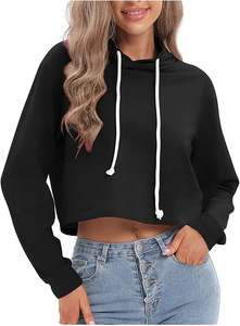 เสื้อฮู้ดครอปโอเวอร์ไซส์สไตล์ลำลองสำหรับผู้หญิง ผ้าเฟรนช์เทอร์รี่ ทรงหลวม ไหล่ตก แต่งขอบดิบ ปักลายเรียบง่าย เสื้อครอปท็อปฮู้ดสำหรับผู้หญิง - Product Image 5