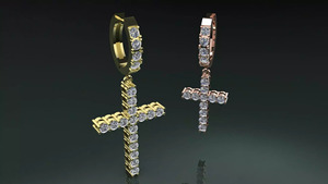 Boucles d'oreilles créoles croisées de luxe serties de moissanite pour hommes et femmes, en argent sterling 925, plaqué rhodium, style hip-hop - Product Image 4