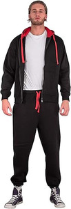 Premium Men’s Stealth Black <b>Tracksuit</b> with Contrast Fire Red Accents – High-Performance Two-Piece Athletic Zip-Up Hoodie - Product Image 2