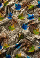 Tissu imprimé 100% polyester à motif de feuilles, tissu tissé doux pour la décoration de la maison, rideaux, ameublement
