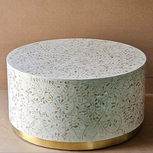 Mesa con Incrustaciones de Hueso de ILAHI, Diseño Moderno con Detalles de Ágata, Almacenamiento Portátil, Muebles para el Hogar - Product Image 1