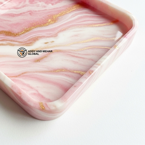Wholesale Custom Marbled Resin Storage Tray Elegant Square Decorative Plate with Gold Rim Premium Quality Resin <b>Crafts</b> with - Product Image 3