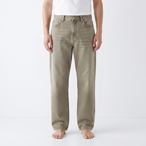 Jean en denim tricoté pour garçon, coupe droite ample, taille mi-haute, décontracté avec poches, confortable, style streetwear pour jeune - Product Image 6