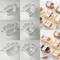 Boîte de présentation de desserts en plastique écologique recyclable pour sushi, pizza, gâteau, biscuit, bonbons, pâtisserie, emballage transparent