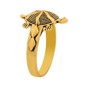 Anillo de Tortuga Chapado en Oro con Diseño de Concha Punteada para Amuleto de la Suerte Feng Shui, Joyería de Moda - Product Image 5