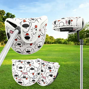 SOSH4 <b>Golf</b> Club Mallet Putter Head Cover-PU Leather Waterproof with Leaf Pattern and Magnetic Closure - Product Image 2