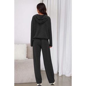 Conjunto de 2 Piezas para Mujer PRETTYGARDEN, Sudadera Holgada con Cuello en V y Pantalones Deportivos de Pierna Ancha, Talla XS, Traje Deportivo para Viajes y Descanso - Product Image 2