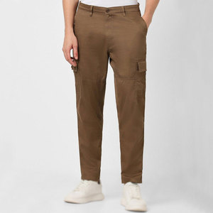Pantalon cargo décontracté marron pour homme, écologique, épais, taille mi-haute, avec cordon de serrage, plusieurs poches, respirant, idéal pour l'hiver - Product Image 1