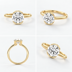 Bague de fiançailles de luxe solitaire demi-sertie brillante 2 carats en or massif 14K avec diamant de laboratoire pour anniversaire de mariage - Product Image 6