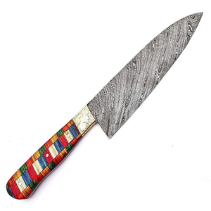 Couteau de chef haut de gamme en acier Damas forgé à la main, manche en bois pleine longueur, couteau de cuisine personnalisé, vente en gros OEM - Product Image 2