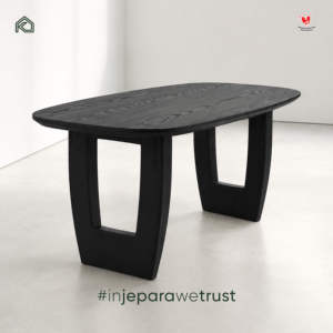 Arjuna Premium Black <b>Solid</b> <b>Wood</b> Dining Table Elegant Office <b>Desk</b> for Home Restaurant Jepara - Product Image 2