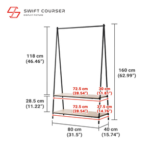 Multi-Functional Modern 2 Tier for Metal & Wood Shelves Floor Standing Clothing <b>Rack</b> - Product Image 2