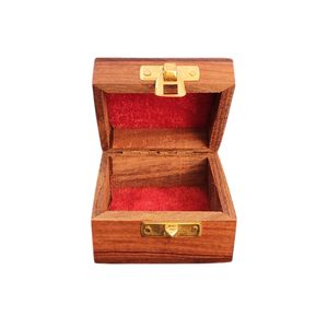 Vintage Wooden Jewelry <b>Box</b> with Red Velvet Interior, Handcrafted Storage Case, Decorative <b>Keepsake</b> Container for Rings - Product Image 4