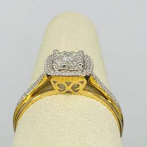 แหวนเพชรแท้ 1/4 กะรัต ทรงฮาโล สำหรับงานหมั้น งานแต่งงาน และวันครบรอบ คุณภาพสูง SI1/G ทองคำ 10k สีเหลือง ยี่ห้อ RITZIN รุ่นน่ารัก - Product Image 3