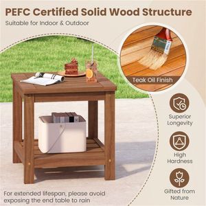 Versatile 2-Tier Wooden Side <b>Table</b> for Garden Living Room Poolside-Easy Assembly Nightstand - Product Image 6