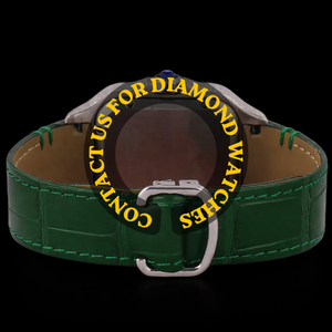 Montre-bracelet pour homme personnalisée, style antique, bracelet en cuir vert, diamants et moissanite taille VVS, élégante et de qualité supérieure - Product Image 4