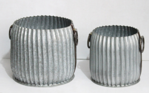 Round Ribbed <b>Planter</b> for Hotels & Home Interior Decorative Metal Flower Holder Natural <b>Galvanized</b> <b>Planter</b> Customized Size - Product Image 5