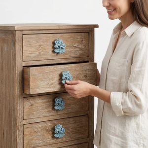 Ba Rustic Blue Rose Cast Iron Furniture Knob <b>Drawer</b> <b>Handle</b> Living Room Home Office Bedroom Decor Durable Novelty Shape - Product Image 3