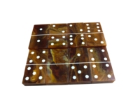 Jeu de dominos double six en résine écologique fait main, design marbré brun antique, par FASHION CRAFT, 5x2,5 cm