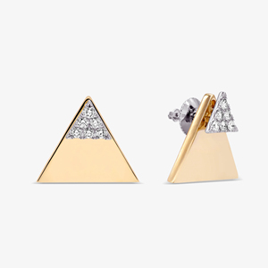 ZAWO HOUSE Minimalist Diamond Double Triangle Women's Wedding <b>Earring</b> Statement Front <b>Back</b> Two-Tone VVS1 Lab-Grown Gold Plated - Product Image 6