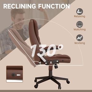 Sedia da Ufficio Marrone Contemporanea con 6 Punti di Vibrazione, 3 Modalità di Riscaldamento, Comoda Sedia Direzionale in Rete Reclinabile - Product Image 6