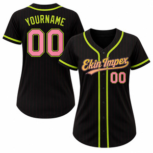 Maillot de baseball en jersey imprimé vierge en gros, vêtements de sport Ekin, séchage rapide, logo personnalisé brodé, grande taille, rayures - Product Image 2