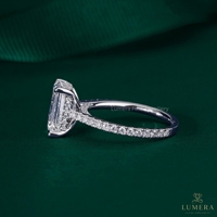Anillo de Compromiso de Lujo con Moissanita Corte Esmeralda, Oro Blanco de 9K, 10K, 14K, 18K, Banda de Diamantes Pavé, Anillo de Boda para Mujer, Joyería Fina Personalizada