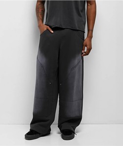 Pantalon Harem Noir Homme Taille Élastique Cordon de Serrage Multiples Poches Style Urbain Tissé Mi-Épais Respirant Coupe Ample Décontractée Hiver - Product Image 4