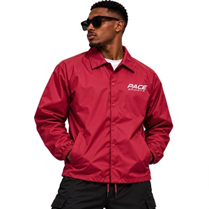 Chaqueta Coach para Hombre, Color Morado Oscuro, Resistente al Agua, de Nailon, con Cierre de Botones a Presión, Cuello Plegable, Corte Holgado, Cortavientos - Product Image 3