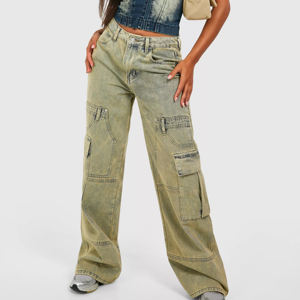 กางเกงยีนส์แฟชั่นขายส่ง MOQ ต่ำ สำหรับผู้หญิง ใช้กลางแจ้ง ผลิตจากปากีสถาน กางเกงโอเวอร์ไซส์สำหรับผู้หญิง - Product Image 2