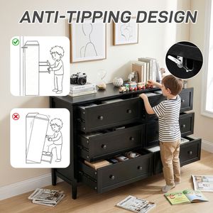 ตู้ลิ้นชักแบบมีกรอบสีดำลายนูน SG017FD P2 ทำจากไม้อัดอนุภาค MDF เมลามีน ขนาด 120*40*80 ซม. แบบสองแถว 6 ลิ้นชัก พร้อมมือจับคู่สำหรับตู้เสื้อผ้า - Product Image 2