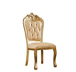 Ensemble de table à manger rectangulaire en teck massif doré de luxe, design antique français, meubles de salle à manger écologiques pour hôtel - Product Image 5