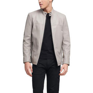 Veste d'hiver pour homme en cuir véritable 100% avec logo de marque personnalisé, qualité supérieure, col montant, respirante, en peau de mouton - Product Image 1