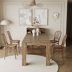 Tavolo da Pranzo Moderno Allungabile con Piano in Marmo Lucido e Vano Contenitore, Montaggio Durevole - Product Image 2