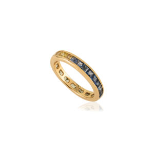 Anillo de Eternidad Completo con Múltiples Zafiros en Canal, Diseño de Última Moda, Oro Amarillo K14, Apilable, Joyería para Uso Diario, Superventas - Product Image 3