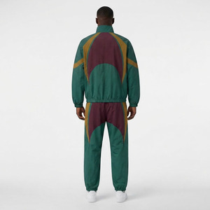 Survêtement unisexe rétro à blocs de couleur avec logo personnalisé, veste zippée intégrale et pantalon de survêtement, fabricant de streetwear personnalisé - Product Image 4
