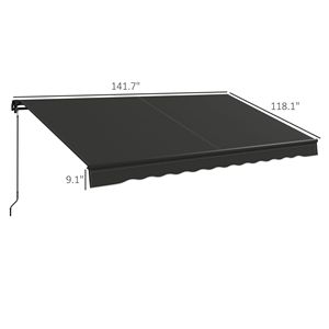 Tenda Parasole Retrattile 3,6x3m (12x10ft) 280gsm Resistente ai Raggi UV Grigio Scuro con Bracci Pieghevoli per Terrazzo Balcone Giardino, Proiezione Massima 5m - Product Image 3