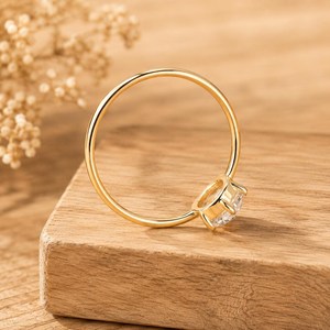Fine Ring 10K 14K 18K Solid Gold Rose Cut Lab Diamond Engagement Ring Solitaire Ring Bridal Ring Platinum Ring Anniversary Ring - Product Image 3