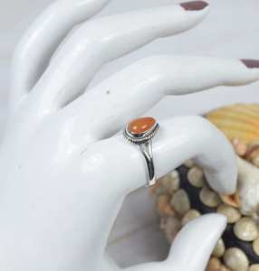 Natural Carnelian Smooth Pear Shape Carved Gemstone Ring 925 Sterling <b>Silver</b> Handmade Carnelian Fashion Gemstone Wholesale Bulk - Product Image 3