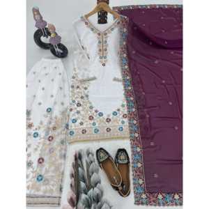 Beau haut Plazzo Dupatta pour femme avec pierre travaillée à la main - Product Image 1
