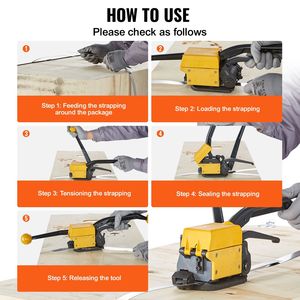 Macchina Manuale per Imballaggio con Nastro da 1/2''-3/4'', Strumento per Reggiatura in Acciaio 3-in-1 (Tensionatore, Crimpatore, Taglierina) - Product Image 5