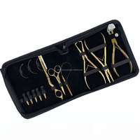 Kit d'outils Microlink Premium, Pince à extensions de cheveux adhésives couleur or avec étui, Boucle de tirage pour extensions de cheveux avec logo personnalisé