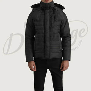 Chaqueta Acolchada Negra para Hombre con Capucha Desmontable Extra Grande, Parka Acolchada Cálida de Invierno, Abrigo Térmico para Exteriores - Product Image 3