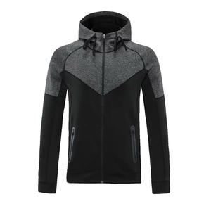 Sweat à capuche zippé intégral pour homme, personnalisable, tendance, coupe en V, en polyester épais à empiècements en V multicolores, faible MOQ - Product Image 2