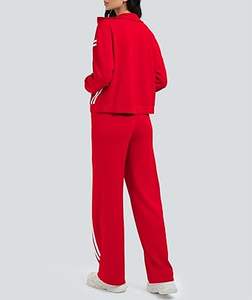 Ensemble de survêtement 2 pièces pour femme Casly Lamiit, avec fermeture éclair, pantalon de jogging à rayures contrastées et jambes larges, idéal pour les voyages - Product Image 3
