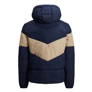 Chaqueta Acolchada con Capucha para Hombre, Diseño Color Block, Abrigo de Invierno de Longitud Regular, Cortavientos, Relleno de Poliéster, Ropa Exterior Informal - Product Image 1