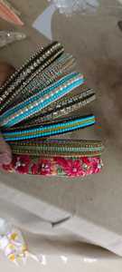 Handcrafted Beaded Embroidered <b>Headband</b> with Emerald Green Rhinestones <b>Gold</b> Beadwork Elegant Fashion Hair Accessory - Product Image 2